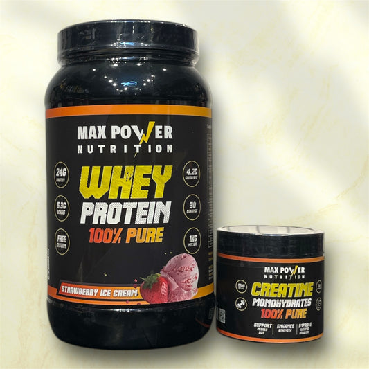 Max Power Whey Protein + Creatine Monohydrate Bundle | Muscle Recovery &amp; Strength | Power Fit Egypt