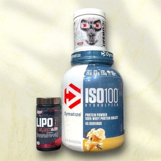 Dymatize ISO100 + The Curse Creatine + Lipo 6 Black Bundle | Lean Muscle, Power &amp; Fat Burner | Power Fit Egypt