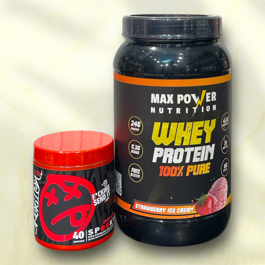 Max Power Whey + Skeleton Pre-Workout Bundle | Lean Muscle &amp; Intense Energy | Power Fit Egypt