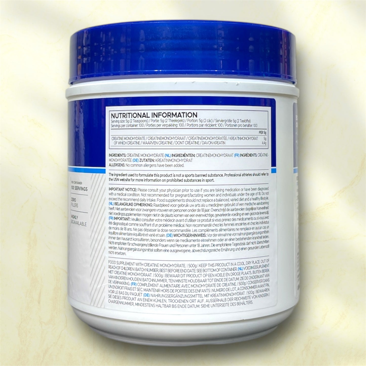 USN Pure Creatine Monohydrate Powder – 5000 mg per Serving
