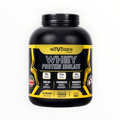 Novogen Pharma Whey Protein Isolate 2kg (60 Servings) – 26g Protein – 5.8g BCAAs – Gluten Free Whey Isolate Egypt