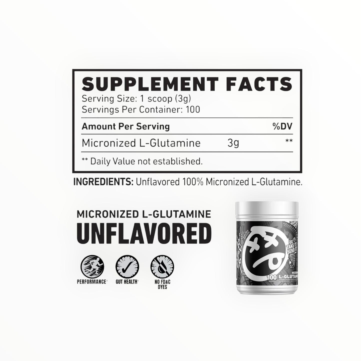Skeleton Nutrition Glutamine 300g (100 Servings) | Muscle Recovery, Immunity & Performance Support|In Power Fit Supplements Egypt