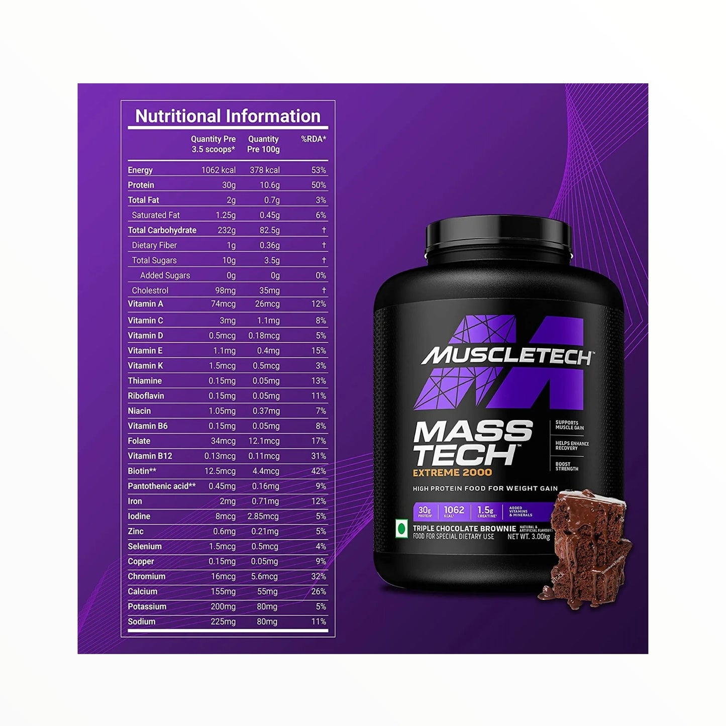 MuscleTech Mass Tech Extreme 2000 – 2.72kg | High Calorie Mass Gainer for Bulking Egypt