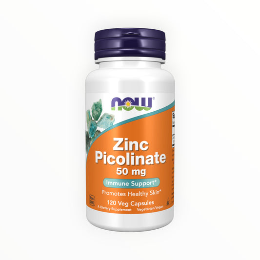 NOW Zinc Picolinate 50mg – 120 Tablets | Immune, Skin & Hormonal Support| In Power Fit Supplements Egypt