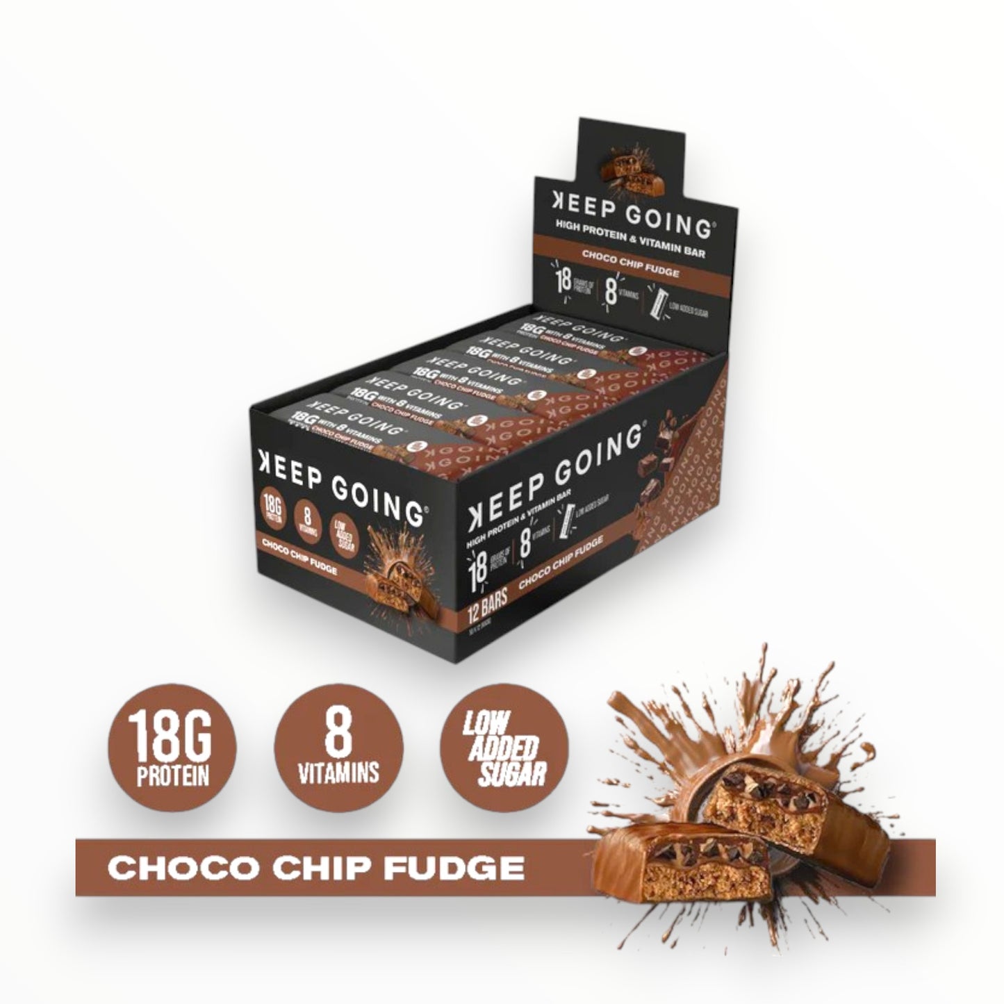 Keep Going High Protein Bar – Choco Salted Caramel | 19g Protein – No Added Sugar -12 Bars