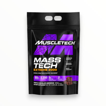 MuscleTech Mass Tech Extreme 2000 Mass Gainer – High Calorie Weight & Muscle Gain Protein with Creatine (Triple Chocolate Brownie)