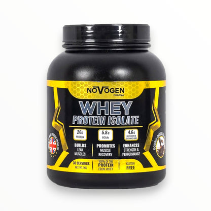 Novogen Pharma Whey Protein Isolate 1kg – 26g Protein Lean Muscle & Recovery Formula (30 Servings, Gluten Free)