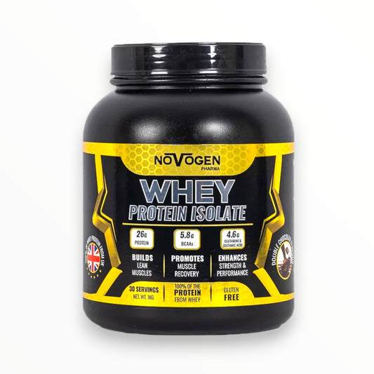 Novogen Pharma Whey Protein Isolate 1kg – 26g Protein Lean Muscle & Recovery Formula (30 Servings, Gluten Free)