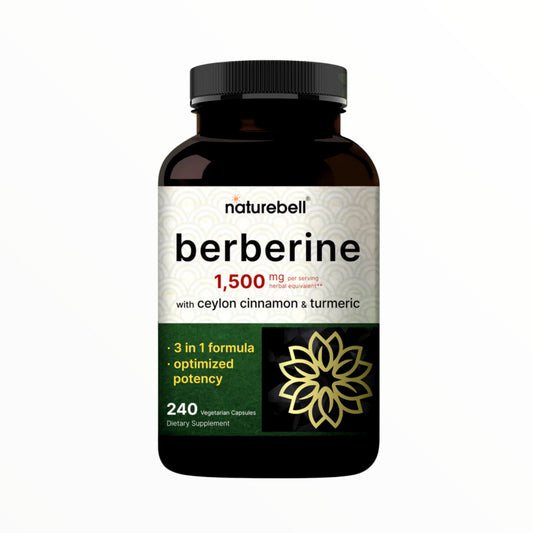 نيتشربيل بربرين 1500 ملغ - 240 قرصًا | دعم سكر الدم، والتمثيل الغذائي، وصحة القلب | متوفر في باور فيت للمكملات الغذائية في مصر