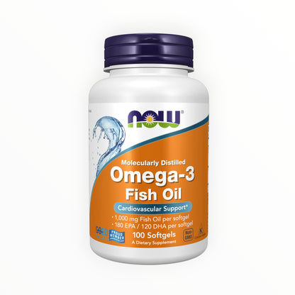 NOW Omega-3 – 100 Softgels | Heart, Brain & Joint Support| In Power Fit Supplements Egypt