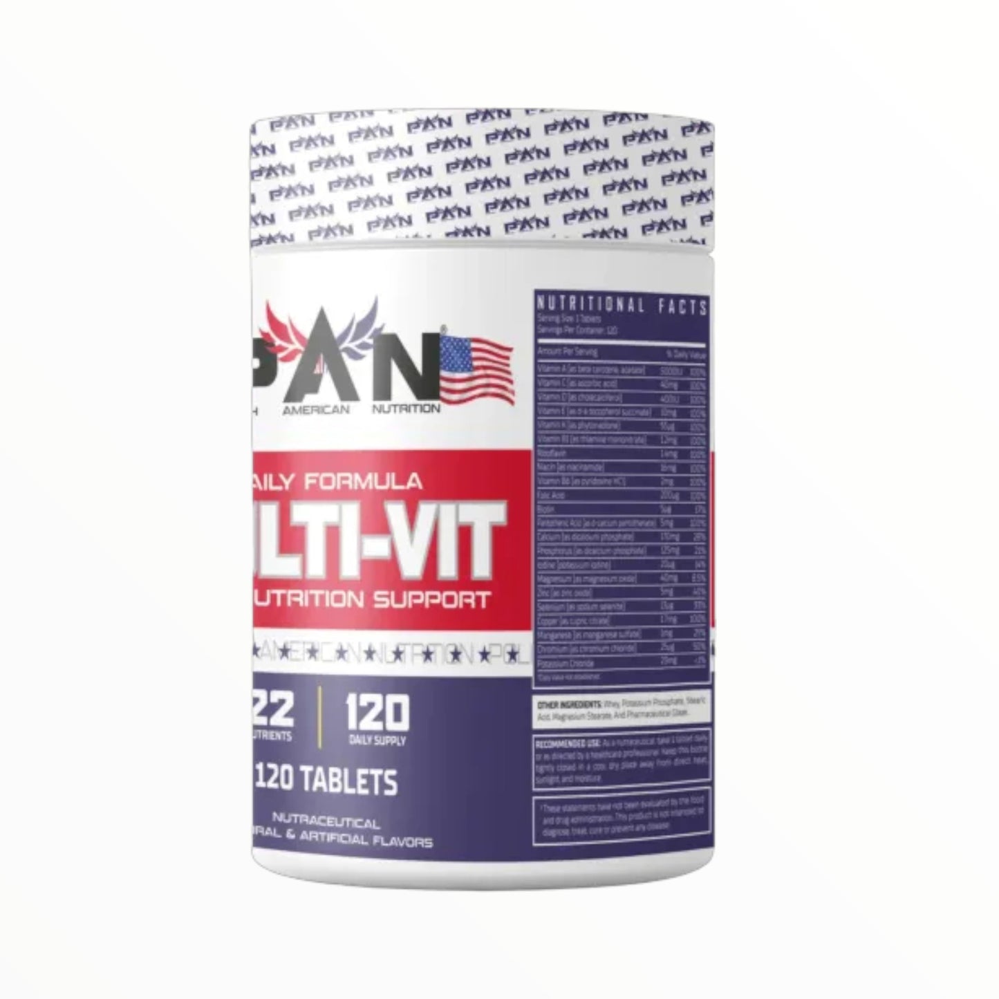 P.A.N. Multivitamin – 120 Tablets | Complete Daily Vitamins & Minerals| In Power Fit Supplements Egypt