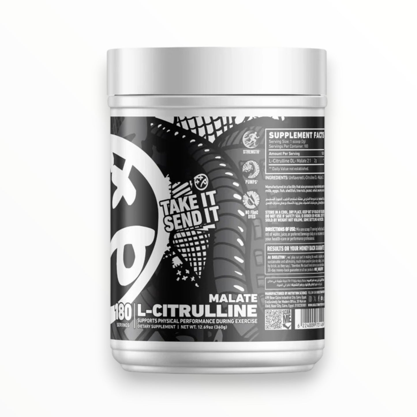 Skeleton Nutrition L-Citrulline Malate – 180 Servings | Extreme Pump, Endurance & Performance Booster|In Power Fit Supplements Egypt