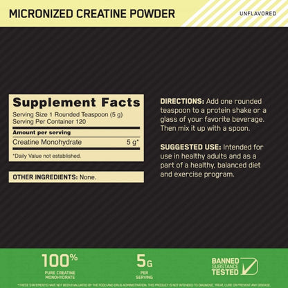 Optimum Nutrition Micronized Creatine Powder – Pure Creatine for Enhanced Muscle Performance