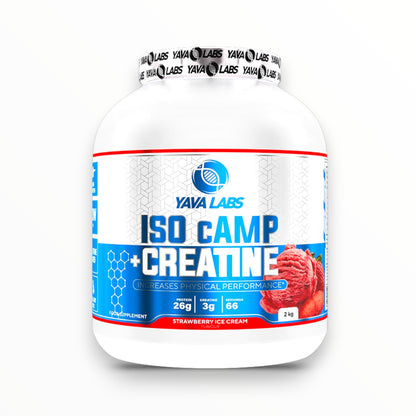 يافا لابز ISO cAMP + كرياتين 2 كجم (66 حصة) |واي بروتين ايزولايت  + كرياتين لنمو العضلات والأداء | متوفر لدى باور فيت للمكملات الغذائية في مصر