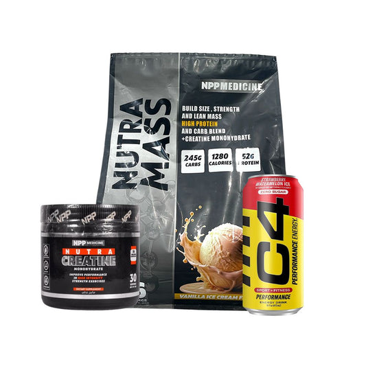 Mass Gainer Combo | NPP Nutra Mass + NPP Creatine + C4 Energy Drink | Muscle Growth & Strength Pack