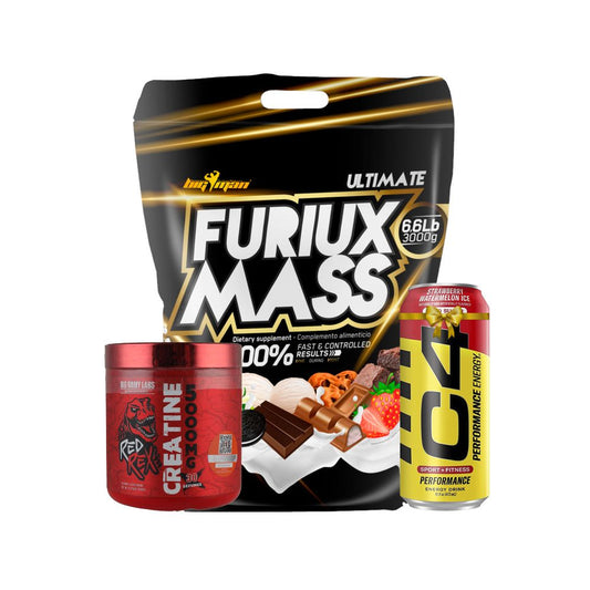 Muscle Gain Combo | Furious Mass 6kg + Red Rex Creatine + C4 Energy Drink | Ultimate Bulking Stack