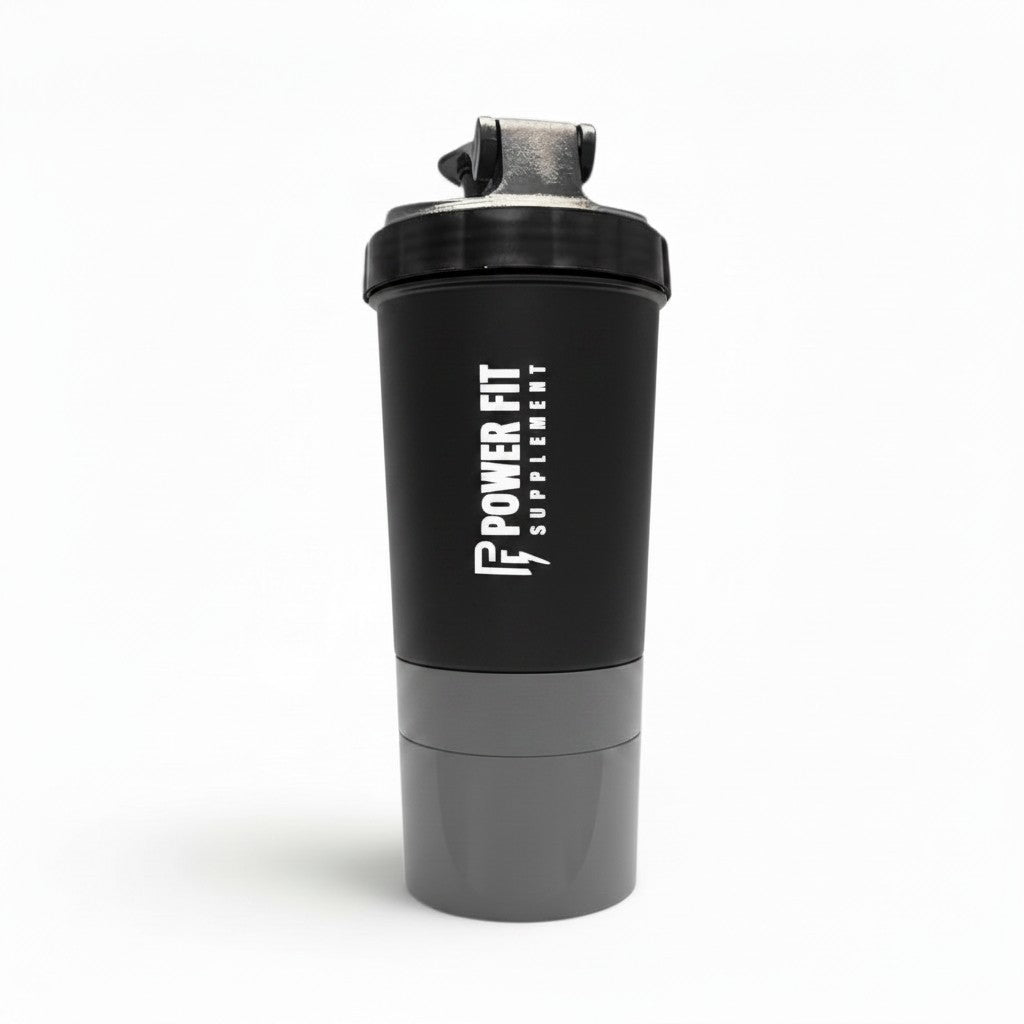 Power Fit Premium Shaker Bottle Black – Leak Proof Gym Protein Shaker