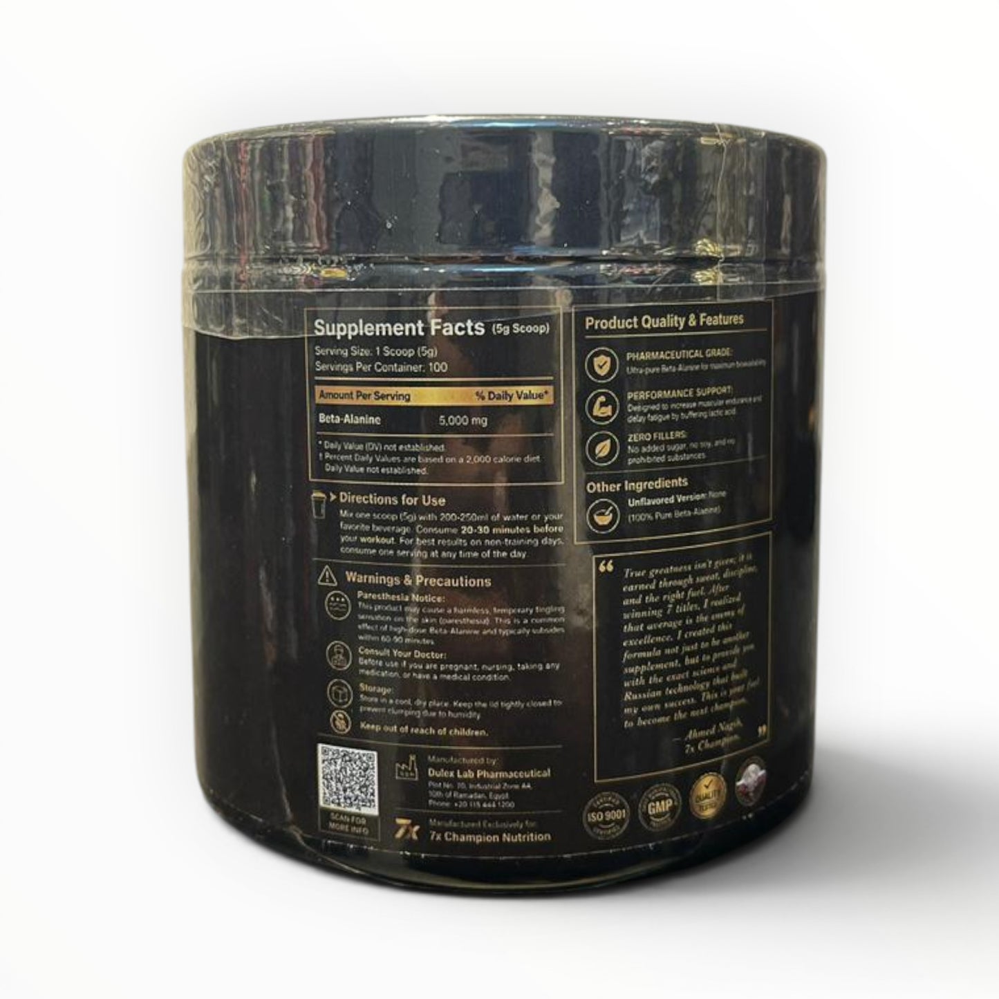 7X Champion Nutrition | Beta-Alanine Pure 150g – 30 Servings | Ahmed Nagib Series