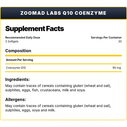 Zoomad Labs Coenzyme Q10 – 90 Tablets (30 Servings) | Energy, Heart & Antioxidant Support| In Power Fit Supplements Egypt