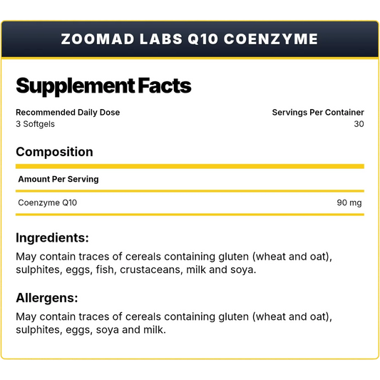 Zoomad Labs Coenzyme Q10 – 90 Tablets (30 Servings) | Energy, Heart & Antioxidant Support| In Power Fit Supplements Egypt