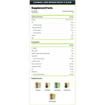 Zoomad Labs MOONSTRUCK Glow 494g (26 Servings) | Powerful Pre-Workout for Energy, Focus & Endurance| In Power Fit Supplements Egypt