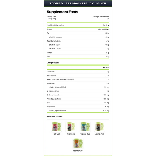 Zoomad Labs MOONSTRUCK Glow 494g (26 Servings) | Powerful Pre-Workout for Energy, Focus & Endurance| In Power Fit Supplements Egypt