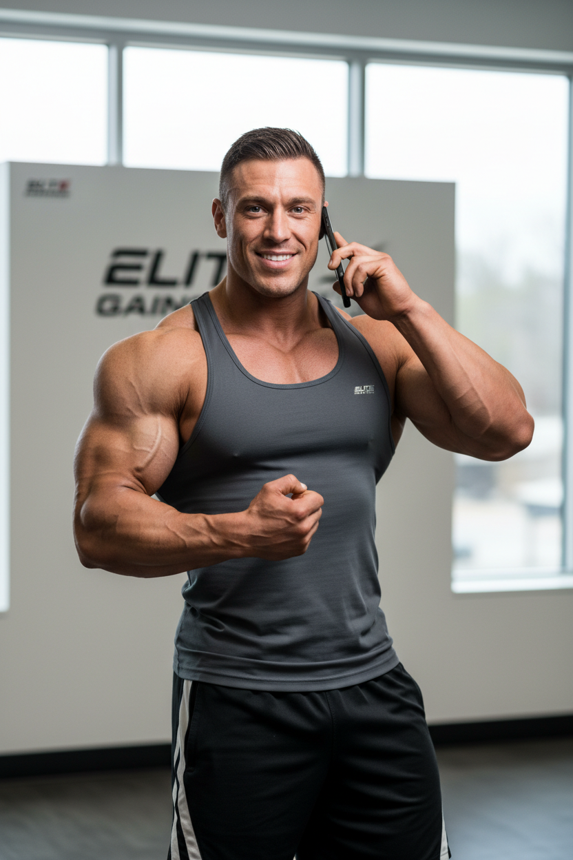 body buider making a call