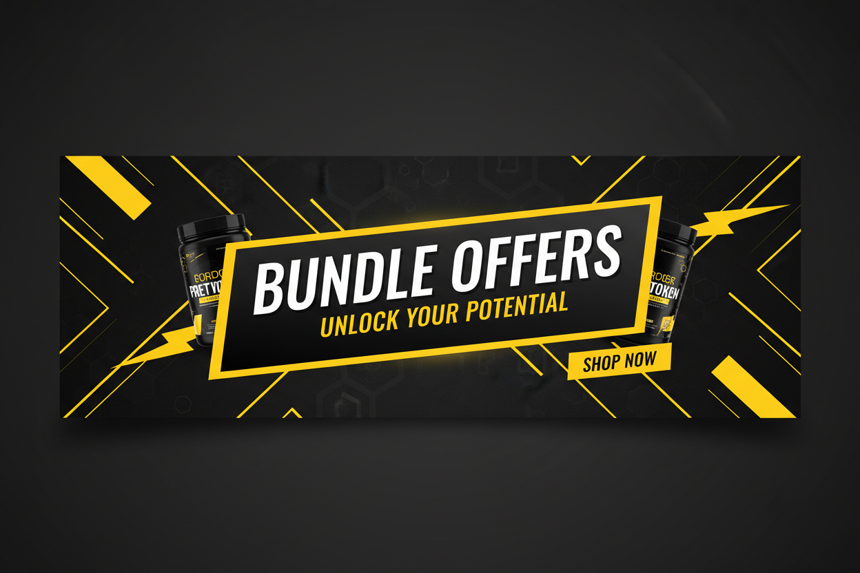 bundel offers black and yellow banner