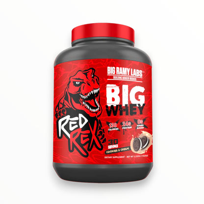 Big Ramy Labs Red Rex Big Whey Protein – 24g Protein, Cookies & Cream Flavor, 30 Servings