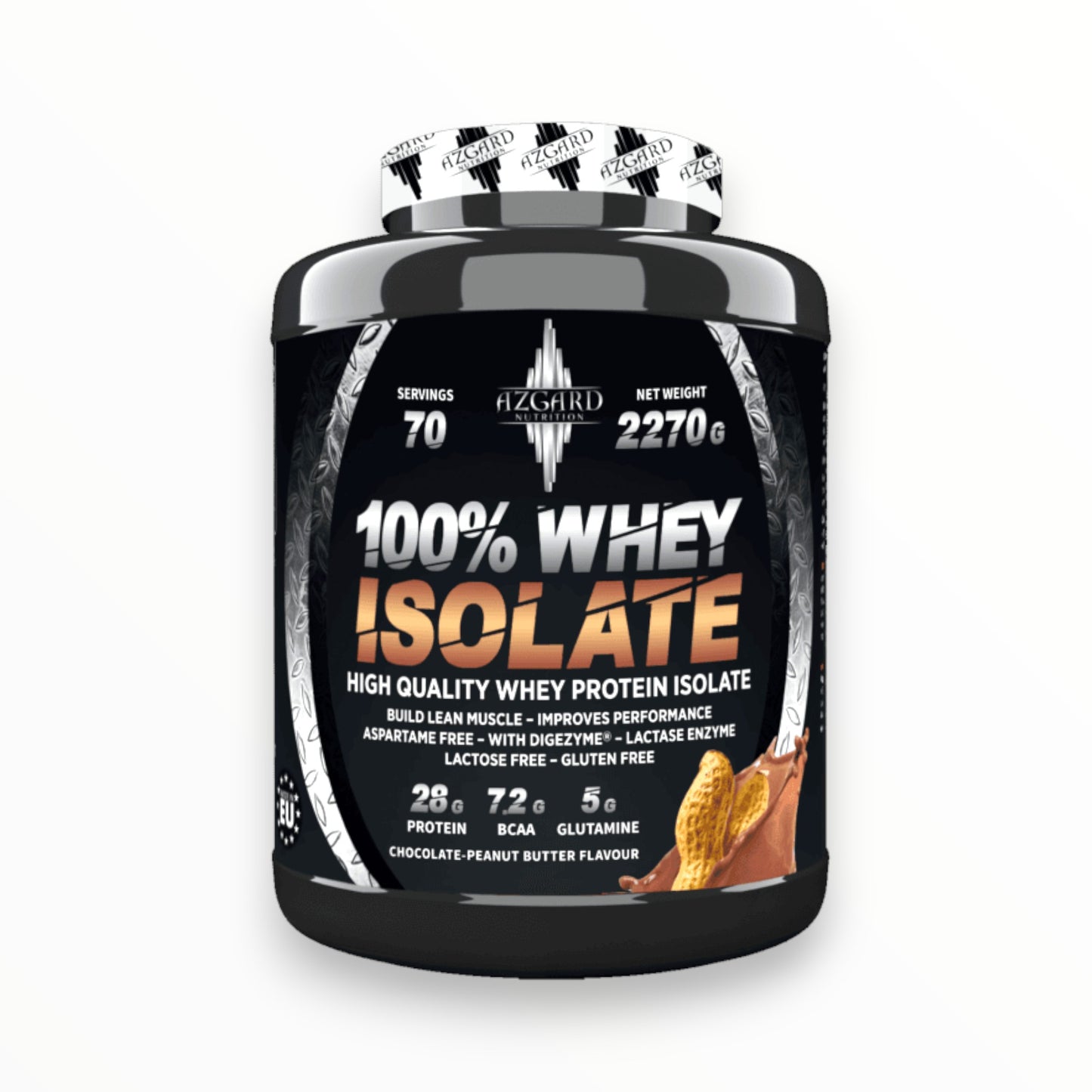 Azgard 100% Whey Isolate 2270g (70 Servings) – 28g Protein – Chocolate Peanut Butter | Lactose Free Whey Protein Egypt