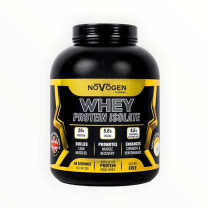 Novogen Pharma Whey Protein Isolate 2kg (60 Servings) – 26g Protein – 5.8g BCAAs – Gluten Free Whey Isolate Egypt