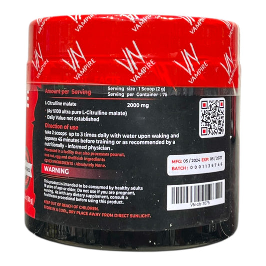 Vampire Citrulline Malate 150g (75 Servings) – Pre-Workout Pump Booster in Egypt