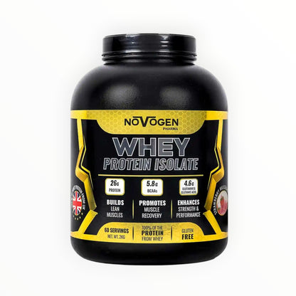 Novogen Pharma Whey Protein Isolate 2kg (60 Servings) – 26g Protein – 5.8g BCAAs – Gluten Free Whey Isolate Egypt