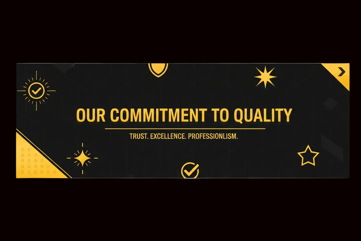 our commitment to quality black and yellow banner