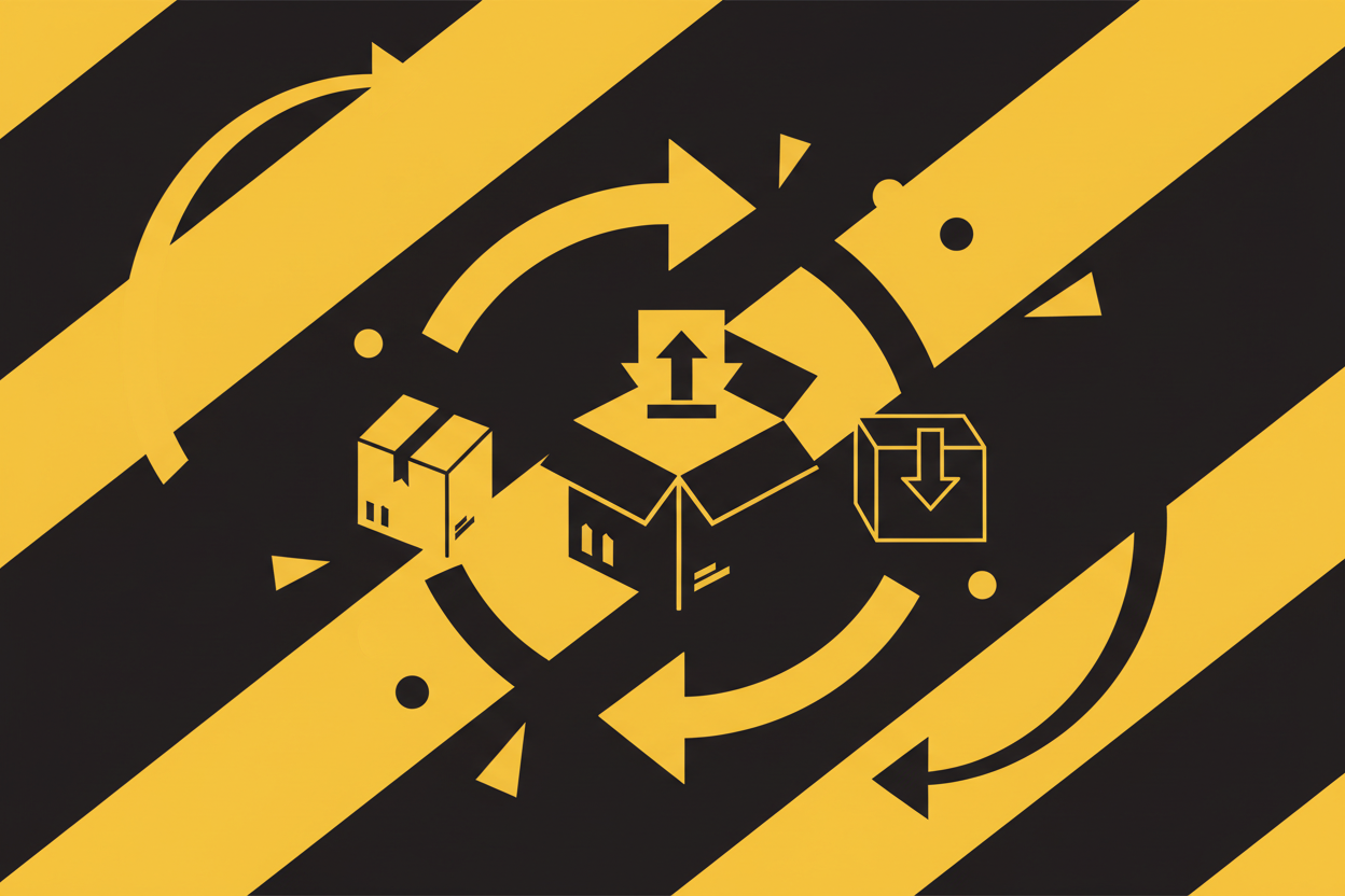 return and exchange policy in black and yellow