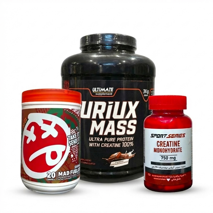 Furiox Mass Gainer (3kg) + Skeleton Mad Fuel (20 Servings) + Creatine Monohydrate – Advanced Bulking & Strength Stack | Power Fit Egypt