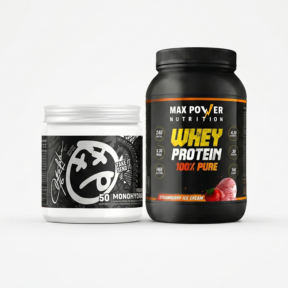 Max Power 100% Pure Whey & Creatine Performance Stack – Strawberry Ice Cream | Egypt