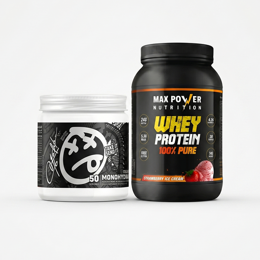 Max Power 100% Pure Whey & Creatine Performance Stack – Strawberry Ice Cream | Egypt