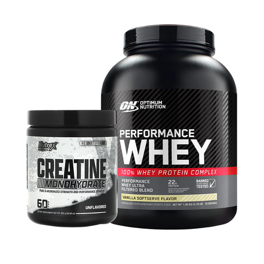 Optimum Nutrition Performance Whey & Nutrex Creatine Stack – Lean Muscle Bundle | Egypt